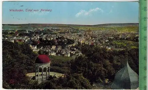 Wiesbaden, Total vom Neroberg 1928 Verlag: Willi von Frenkenberg jr. Postkarte mit Frankatur  und Stempel, WIESBADEN