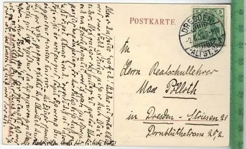 Annaberg- Markt, Barbara Uttmann Denkmal 1913, Verlag: Cl. Schreiber, Annaberg, Postkarte mit Frankatur  und Stempel,