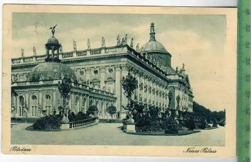 Potsdam. Neues Palais, 1923 Verlag: I.W.B. Serie Rembrandt, Nr. 20 , Postkarte mit Frankatur  und Stempel, P?OTSDAM, 8.7