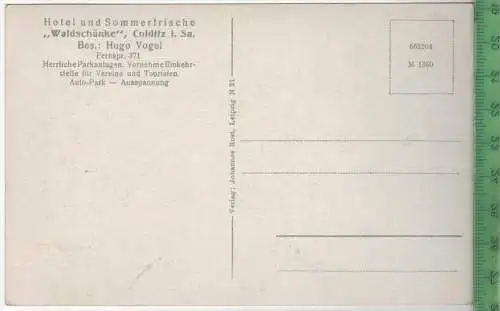 Colditz, Waldsckänke, Speise und Gesellschaftssaal 1939, Verlag: Johannes Rost, Leipzig, POSTKARTE, Erhaltung: I-II,