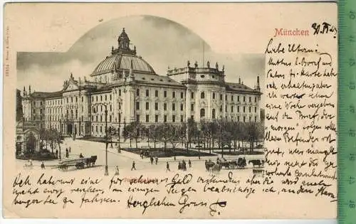 München, Justitzpalast Verlag: Schaar & Daths, Trier, Postkarte, mit Frankatur, mit 2 x  Stempel, MÜNCHEN 30.6.03