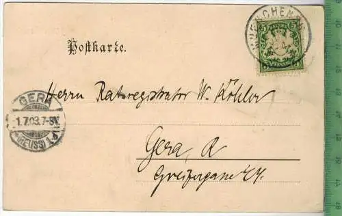 München, Justitzpalast Verlag: Schaar & Daths, Trier, Postkarte, mit Frankatur, mit 2 x  Stempel, MÜNCHEN 30.6.03