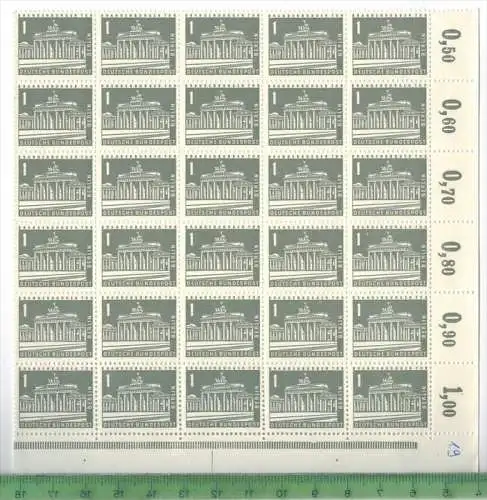 1956, MiNr. 140 **, 30x Brandenburger Tor aus Bogen, mit rechtem Seitenr. Und Unterr. Zustand: I-II