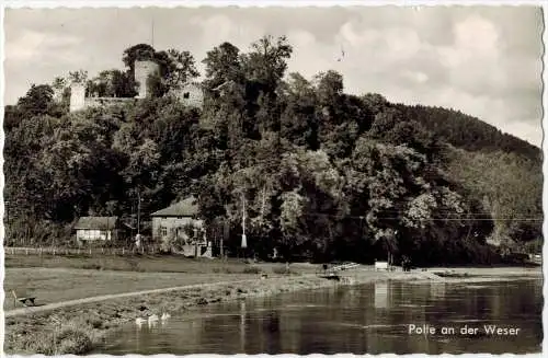 Polle an der Weser um 1960/1970, Verlag: Lange, Polle ,  POSTKARTE,  mit Frankatur, mit Stempel,  POLLE 24.9.63