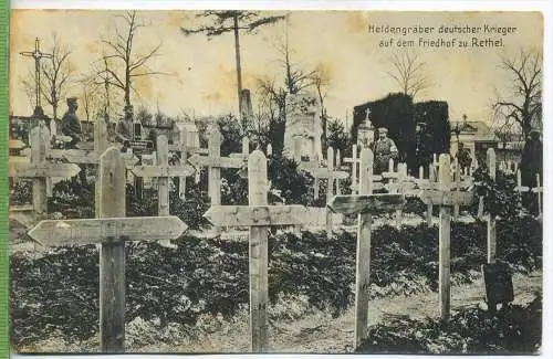 Heldengräber, Friedhof zu Rethel um 1910/1920, Verlag:---,  FELD-POSTKARTE, Stempel mit Adler, Preussische
