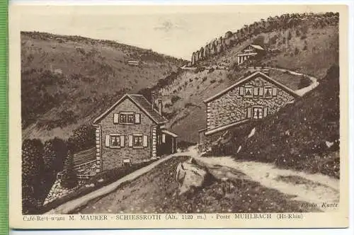 Café-Restaurant M. Maurer-Schiessroth- Poste Muhlbach um 1940/1950, Verlag: POSTKARTE, Maschinenst. Reichsmesse Leipzig