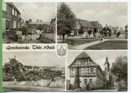 Geschwenda/Thür., Vierfelderkarte um 1960/1970, Verlag: Auslese-Bild, Bad Salzungen,   POSTKARTE mit Frankatur,