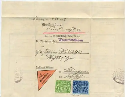 Nachnahme, des K. Amtsgerichts Wassertrüdingen, 21. Juli. 1917
