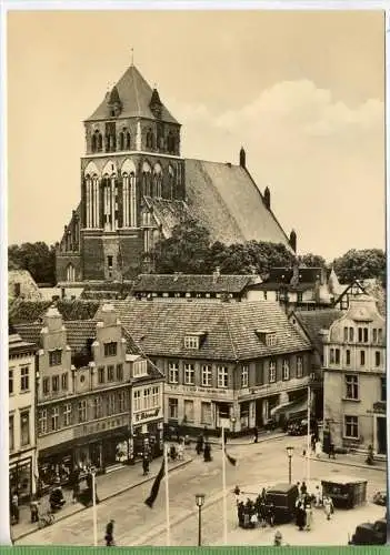Greifswald-Blick auf die Marienkirche um 1950/1960, Verlag: Erhard Neubert KG,  Postkarte  unbenutzte Karte, Rückseite