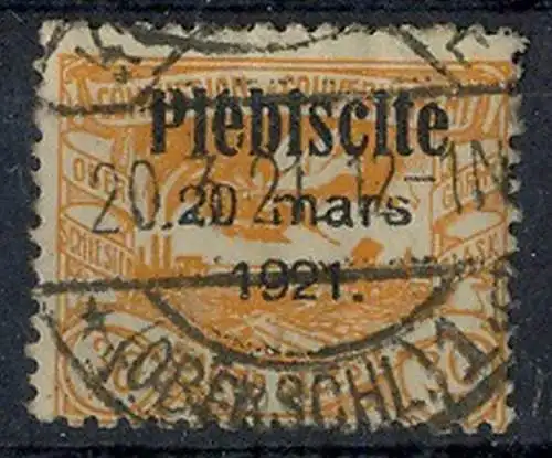 1921 Oberschlesien, Volksabstimmung mit  Bedr. Aufdruck.,  MiNr. 34 gest,   Zustand: I-II