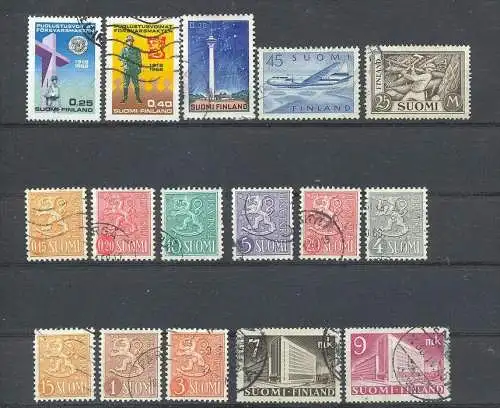 Finnland, Konvol. Briefmarken 16 Stck. gestempelt, Zustand: gut