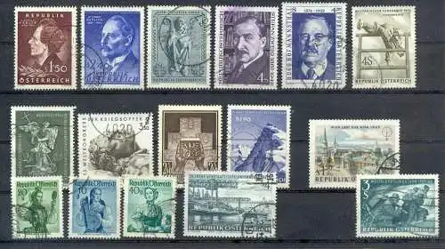 Österreich, Republik, Konvol. Briefmarken 16 Stck., gestempelt, Zustand: gut