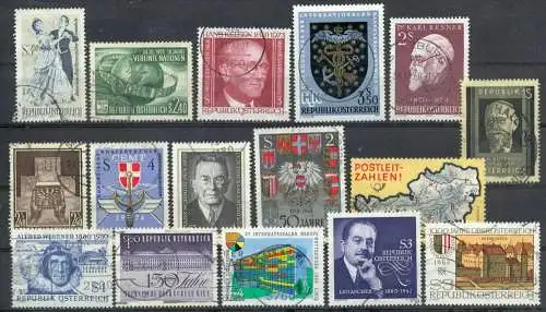 Österreich, Republik, Konvol. Briefmarken 16 Stck., gestempelt, Zustand: gut