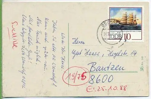 Bautzen, Nicolai-Ruine um 1910/1920, Verlag: S & S, Nr. 140, Postkarte mit Frankatur, mit Stempel , OSCHATZ 24.10.88