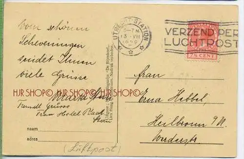 Scheveningen De Pier in de branding um 1920/1930, Verlag: - -,   Postkarte, LUFTPOST mit Frankatur, mit Stempel