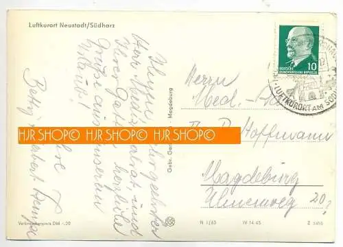 Luftkurort Neustadt/Südharz , Verlag: Gebr. Garloff  KG-Magdeburg, POSTKARTE ,  mit Frankatur, mit Stempel,