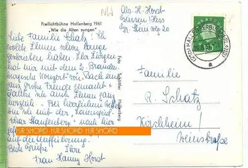 Hallenberg, Freilichtbühne 1961, um 1960/1970, Verlag:---, POSTKARTE mit Frankatur, mit Stempel, Abgang, 29.8.61,