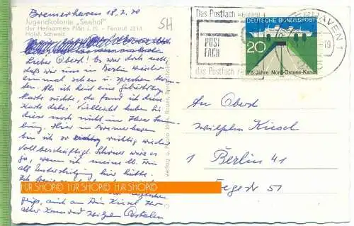 Plön, Seehof, Heilsarmee um 1960/1970, Verlag:---, Postkarte mit Frankatur, mit Stempel, Abgang, 21.7.70 Bremerhafen