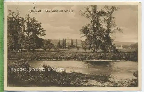 Rudolstadt-Saalepartie mit Schloss um 1910/1920, Verlag: Herm, Paris, Kv, Rudolstadt, Postkarte mit Frankatur,