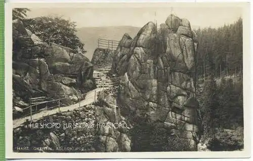 Harz, Okertal-Adlerklippe  Verlag:  R. Lederbogen, Halberstadt, Nr. 756, Postkarte, unbenutzte Karte