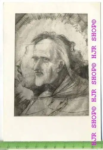 „M. Grünewald, Drei Köpfe in der Glorie, kreidezeichnug.“, um 1930/1940,  Ansichtskarte  ungebrauchte Karte