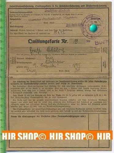 Invalidenversicherung, Quittungskarte A, Ausgestellt 27. April 1942