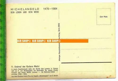 „Michelangelo, Grabmal des Giuliano Medici“, um 1950/1960  Ansichtskarte  ungebrauchte Karte