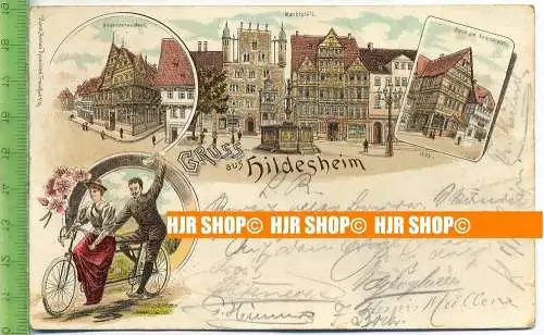 „Liho. Gruss aus Hildesheim“  26.7.1897  , Ansichtskarte mit Frankatur, mit Stempel,