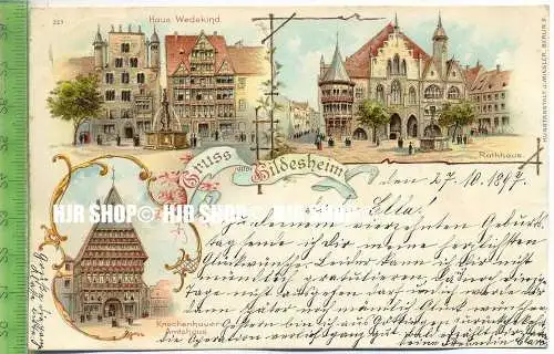„Liho. Gruss aus Hildesheim“  27.10.1897  , Ansichtskarte mit Frankatur, mit Stempel,