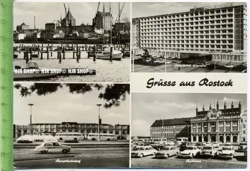 „Grüße aus Rostock“  um 1970/1980  , Ansichtskarte mit Frankatur, mit Stempel,