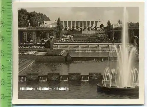 Essen, Grugapark, ca. 1930/1940,  Sammelfoto 9,2 x 7 cm,  Wasserterrassen mit Blick auf das Rosenkaffee