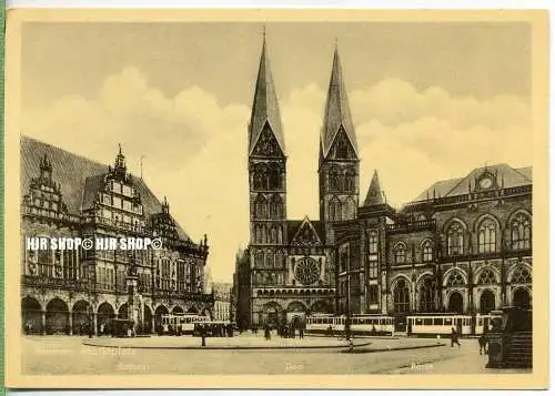 „Bremen Marktplatz “  um 1930/1940 Ansichtskarte,(Großformat)  ungebrauchte Karte