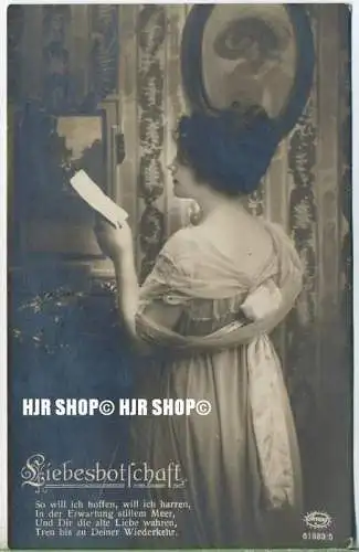 um 1910/1920  Antsichtskarte, Feldpost „Junge Frau “ mit Frankatur, Stempel,