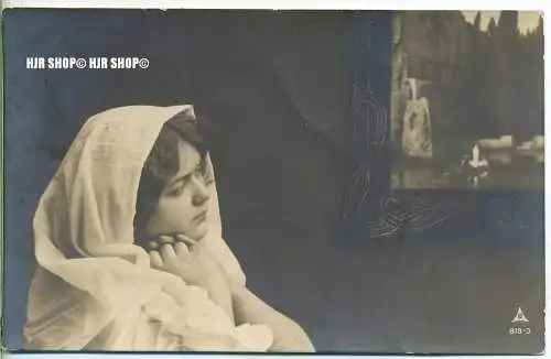 um 1900/1910  Antsichtskarte,  „Junge Frau “ mit Frankatur, Stempel,