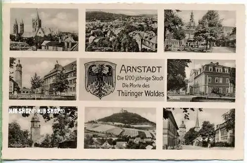 um 1940/1950  Antsichtskarte,  „Besucht Arnstadt  “ mit Frankatur, Stempel,