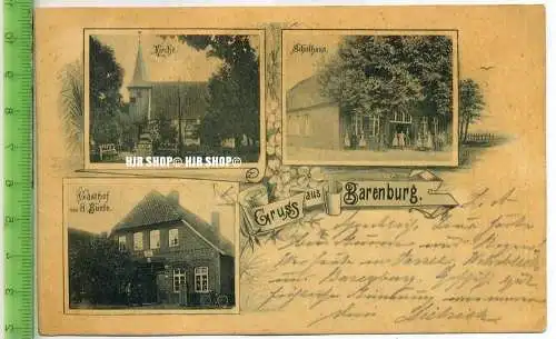 um 1900/1910 Ansichtskarte,  „Gruss aus Barenburg,“ mit Frankatur, Stempel Bahnpost, Zug 001, 4.01.02