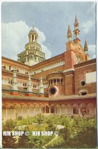 um 1920/1930 Ansichtskarte  „Pavia, Kleiner Kreuzgang und Klosterkirche“  ungebrauchte Karte