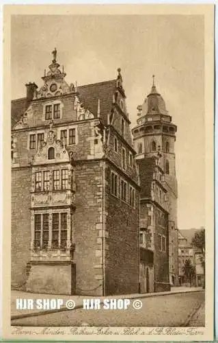 um 1920/1930 Ansichtskarte  „Hann- Münden, Rathaus, St. Blasü-Turm ,“  ungebrauchte Karte