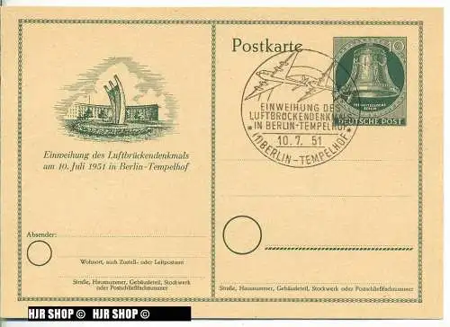 1951 Berlin, P 24, Sonderstempel