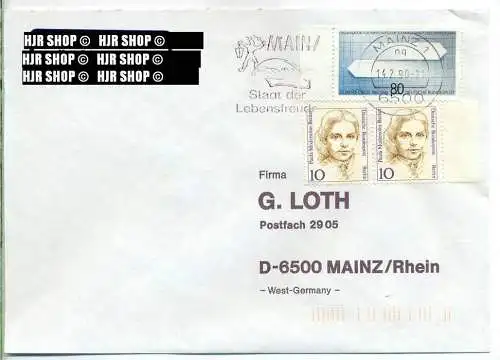 1988,Berlin (West) MiNr.806, WZd mit Seitenrand auf Brief, sauber gest., 14.02.1990