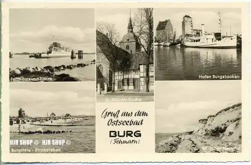 um 1960/1970 Ansichtskarte,  „Burg, Fehmarn“ mit Frankatur