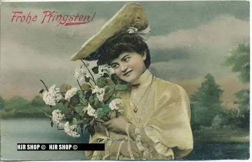 um 1910/1920 Ansichtskarte, FELDPOST  „ Frohe Pfingsten“ mit Stempel