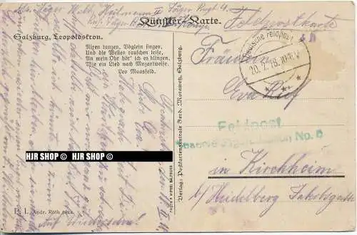 um 1910/1920 Ansichtskarte, FELDPOST  „ Künstlerkarte“ mit Stempel