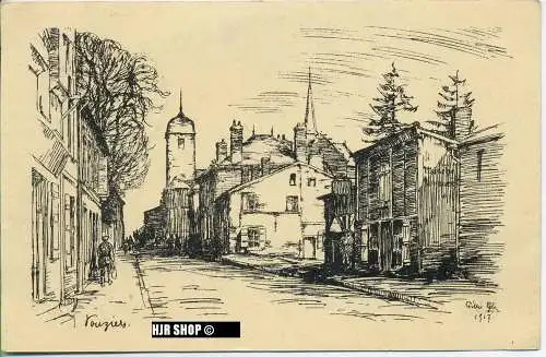um 1910/1920 Ansichtskarte (Feldpost) “Steinzeichnung von Willi Egler“,  gelaufene Karte