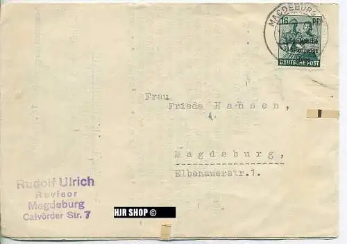 Brief 1948 Magdeburg, Treuhänder Rudolf Ulrich, mit Bedarfsentwertung, Zustand: gut