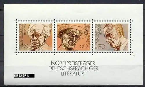 1978, 16. Febr. Block 16**, Nobelpreisträger, Zustand: sehr gut