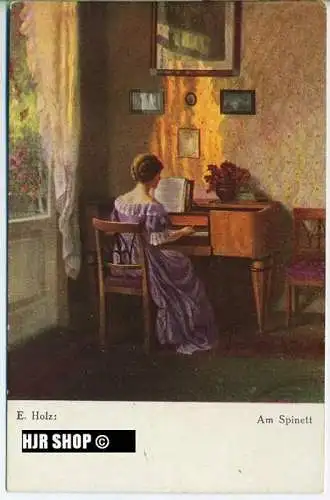 um 1910/1920 Ansichtskarte "Am Spinett"