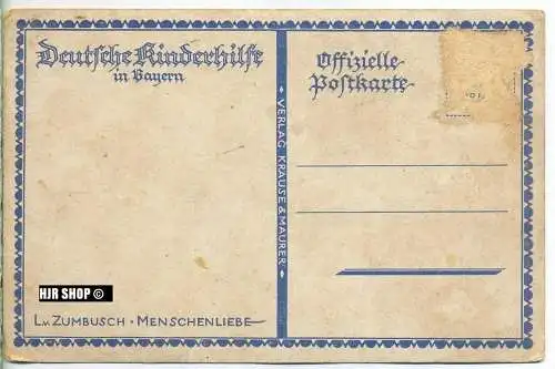 um 1910/1920 Ansichtskarte "Deutsche-Kinderhilfe", ungebrauchte Karte in  guter Erhaltung (etwas fleckig)