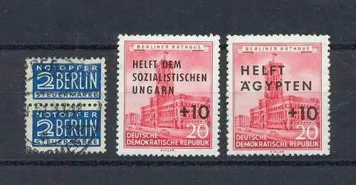DDR, 1956, 557+558** und Paar Spendenm. Berlin, gest 4.1951