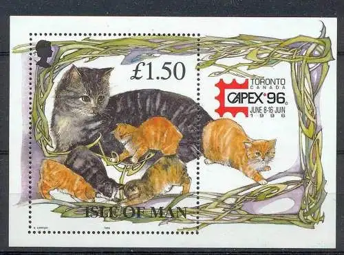 ISLE OF MAN BLOCK 25 I ** MANXKATZE mit kleinen KATZEN